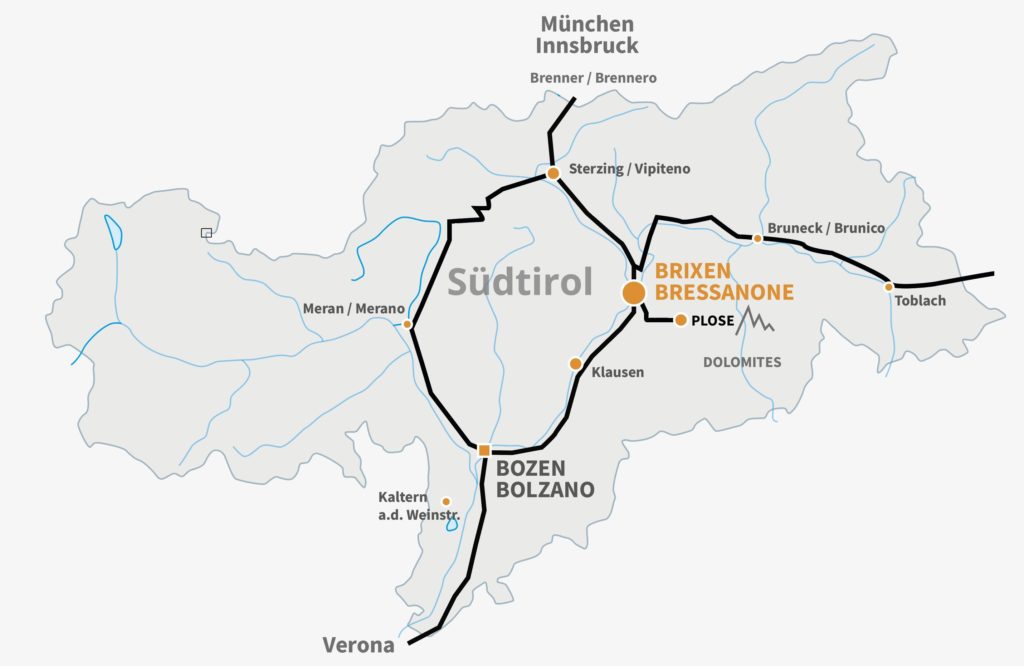 Landkarte - Anfahrt nach Brixen